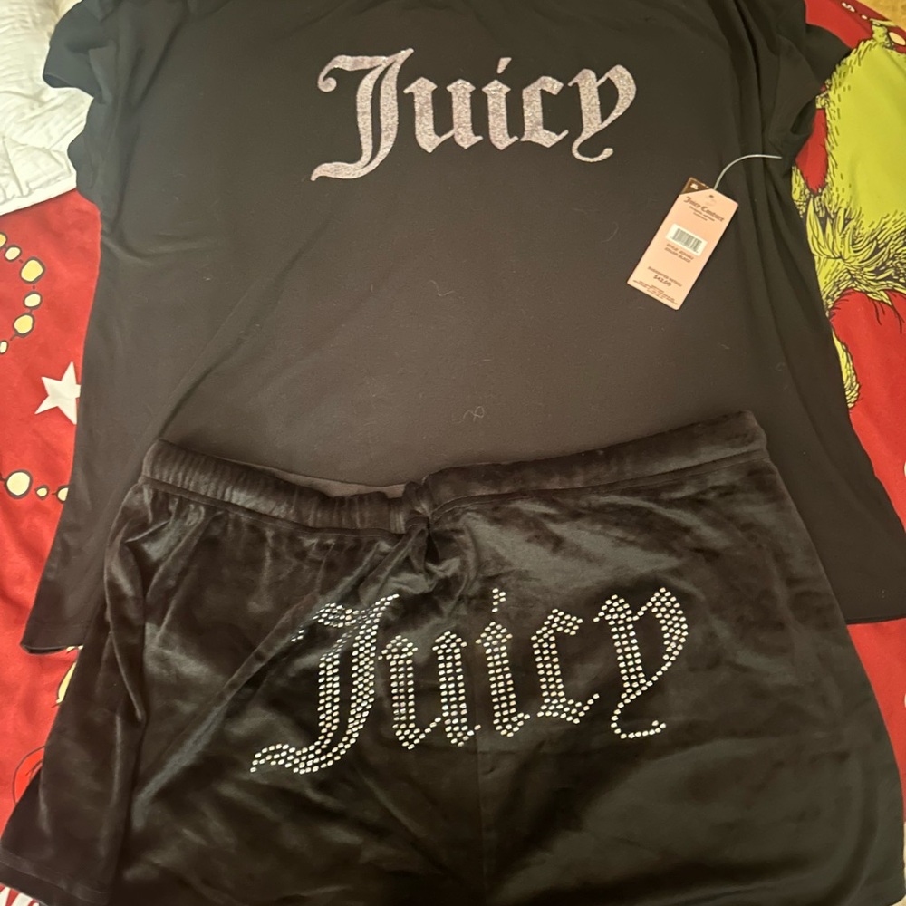 Juicy Couture Black Lounge Set with Rhinestone Logo